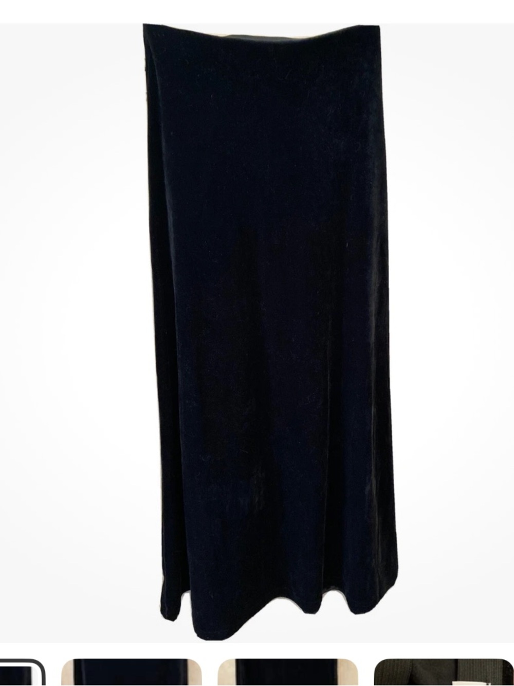 Body Basics brand black velvet stretch maxi skirt